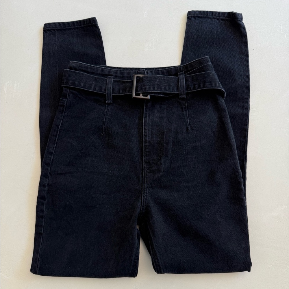 Reformation Black Kayo Belted High & Skinny Jeans 25